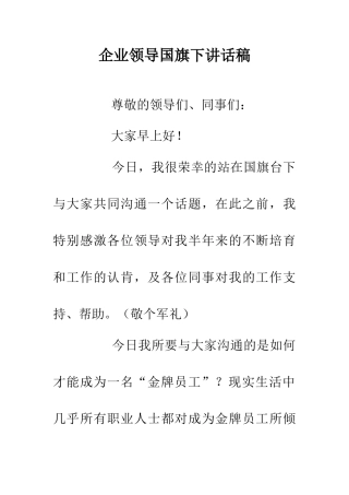 企业领导国旗下讲话稿