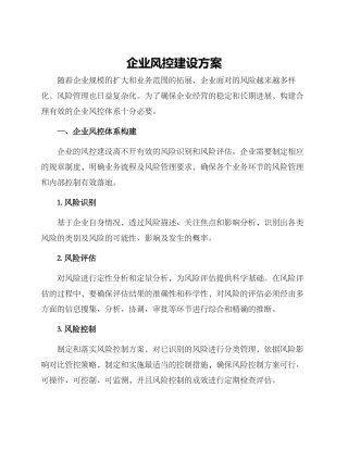 企业风控建设方案