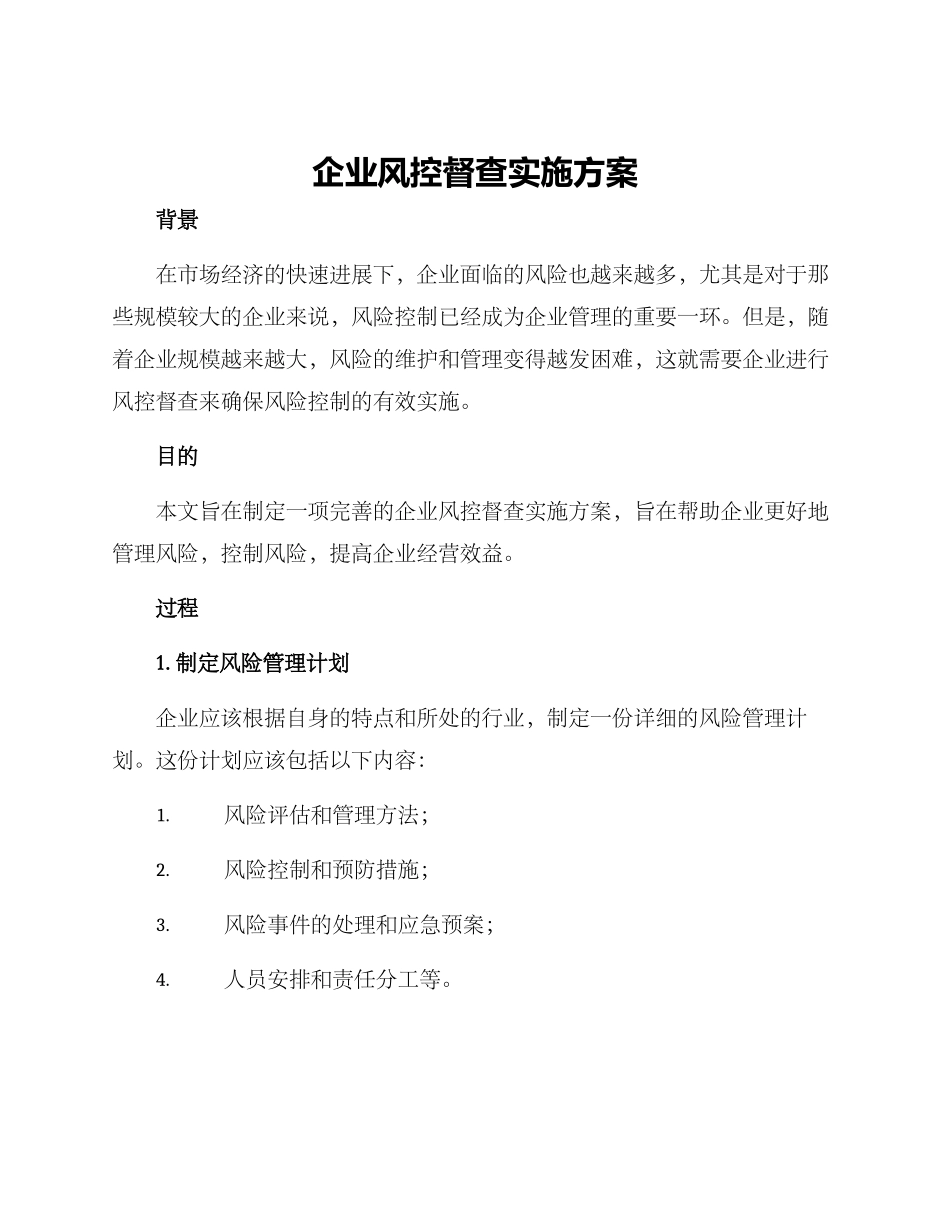 企业风控督查实施方案_第1页
