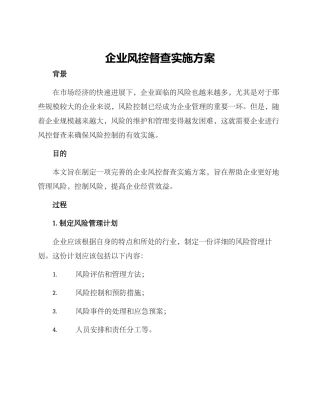 企业风控督查实施方案