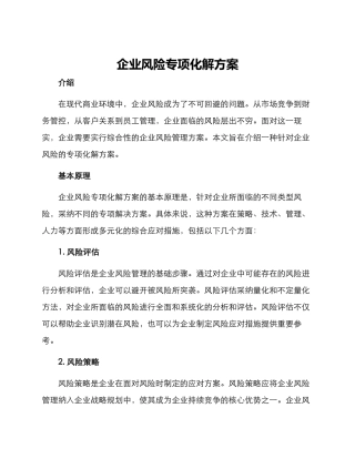 企业风险专项化解方案