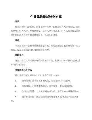 企业风险挑战计划方案
