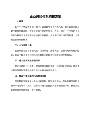 企业风险体系构建方案