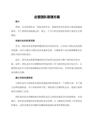 企管团队管理方案