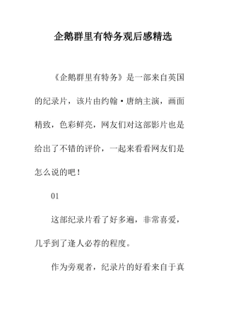 企鹅群里有特务观后感精选