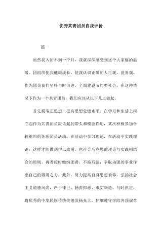 优秀共青团员自我评价