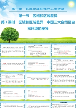 区域和区域差异　中国三大自然区自然环境的差异