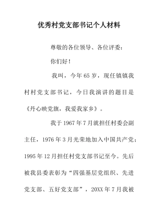 优秀村党支部书记个人材料