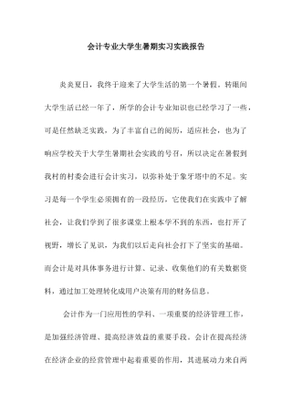 会计专业大学生暑期实习实践报告