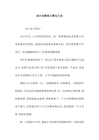 会计出纳实习周记大全