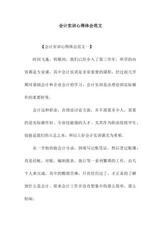 会计实训心得体会范文