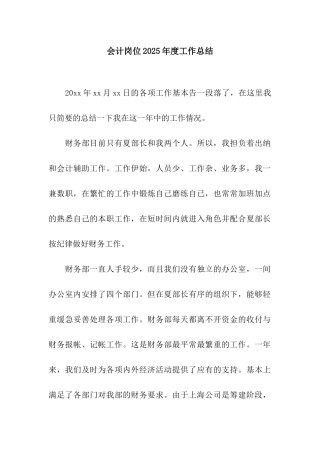 会计岗位2025年度工作总结