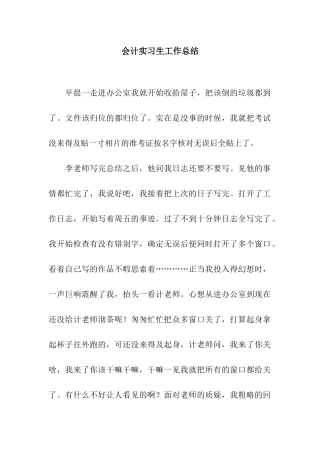 会计实习生工作总结