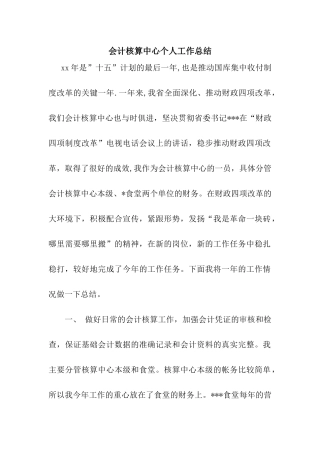 会计核算中心个人工作总结