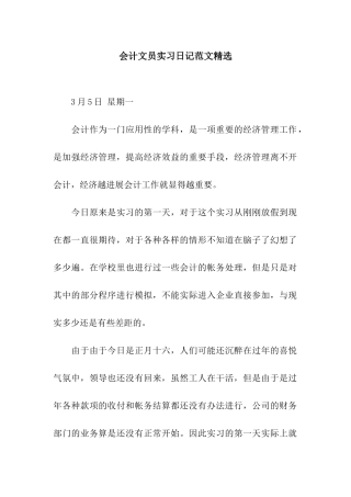 会计文员实习日记范文精选