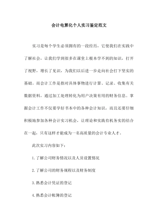 会计电算化个人实习鉴定范文