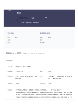 会计简历模板