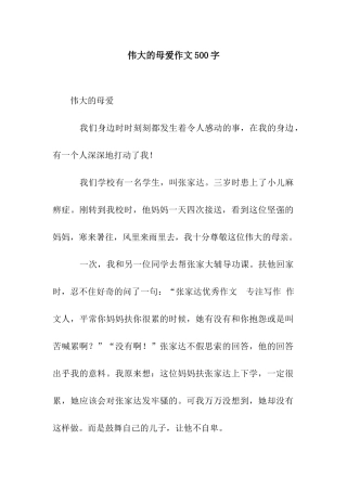 伟大的母爱作文500字-1