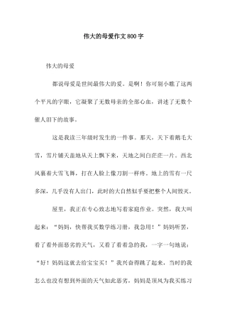 伟大的母爱作文800字
