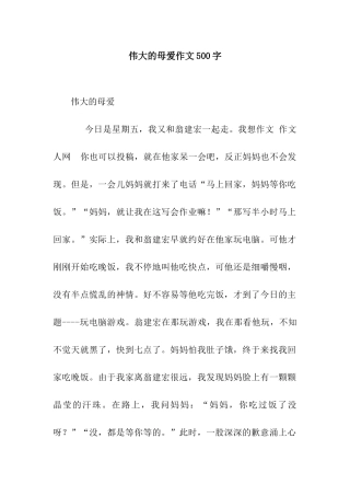 伟大的母爱作文500字-2