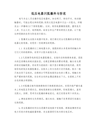 低压电器闪弧爆炸与防范