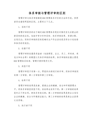 体系审核与管理评审的区别