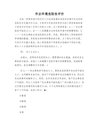 作业环境危险性评价