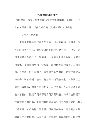 作风整顿自查报告