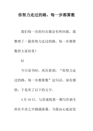 你努力走过的路-每一步都算数