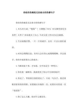 你给的伤痛是无法愈合的伤感句子