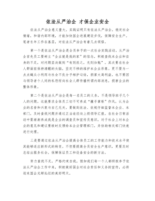 依法从严治企-才保企业安全