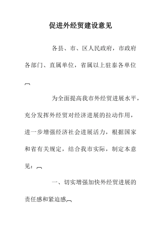 促进外经贸建设意见