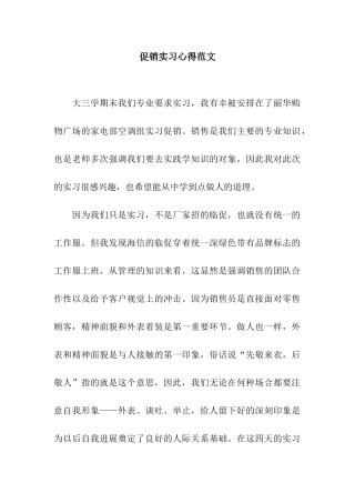 促销实习心得范文