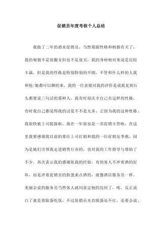 促销员年度考核个人总结