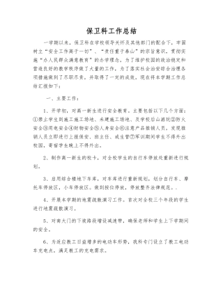 保卫科工作总结