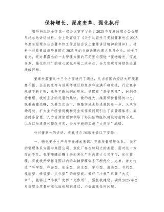 保持增长、深度变革、强化执行