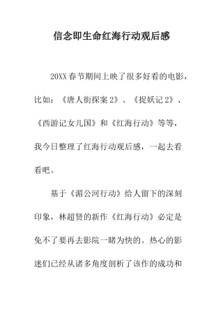 信念即生命红海行动观后感