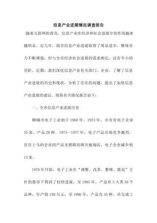 信息产业发展情况调查报告