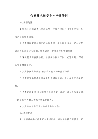 信息技术岗安全生产责任制