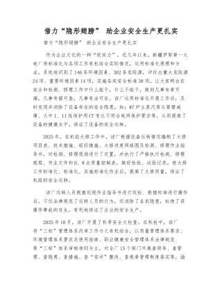 借力“隐形翅膀”-助企业安全生产更扎实