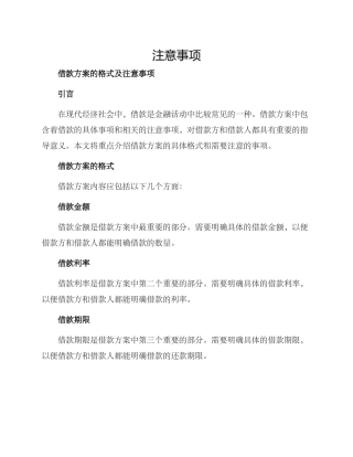 借款方案的格式及