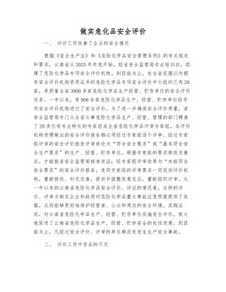 做实危化品安全评价