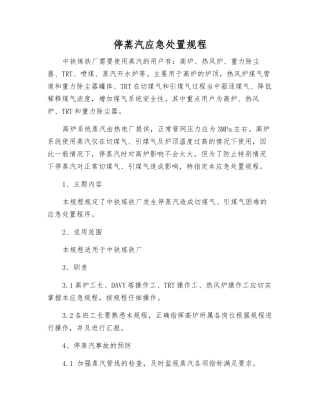 停蒸汽应急处置规程