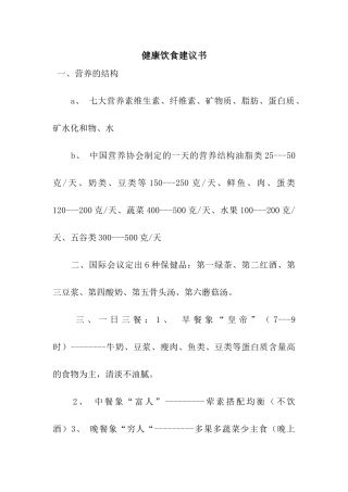 健康饮食建议书