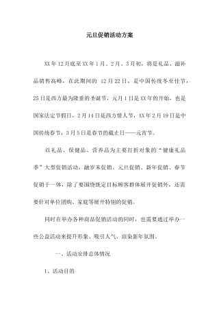元旦促销活动方案