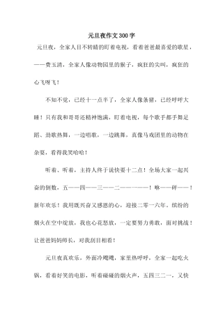 元旦夜作文300字
