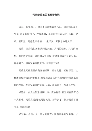 元旦给弟弟的祝福语集锦