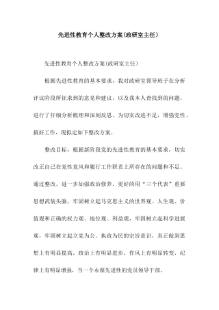 先进性教育个人整改方案(政研室主任)
