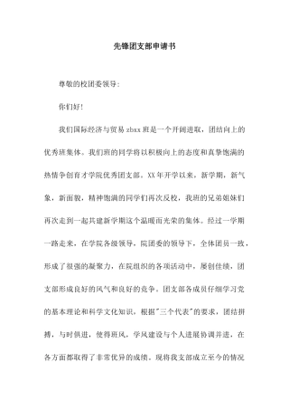 先锋团支部申请书