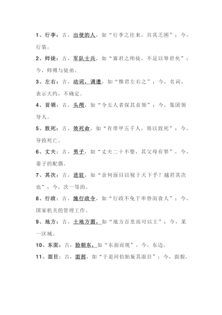 初中语文90例古今异义词